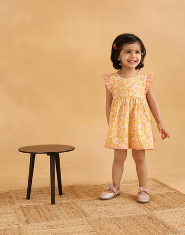 Yellow Cotton Printed Dress